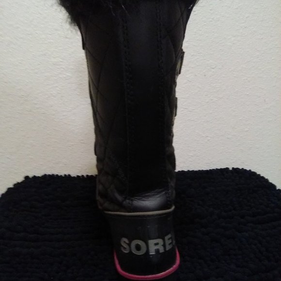Sorel Black Winter Faux Fur Side Twist Lace-up Boots Size 7 - Picture 8 of 12
